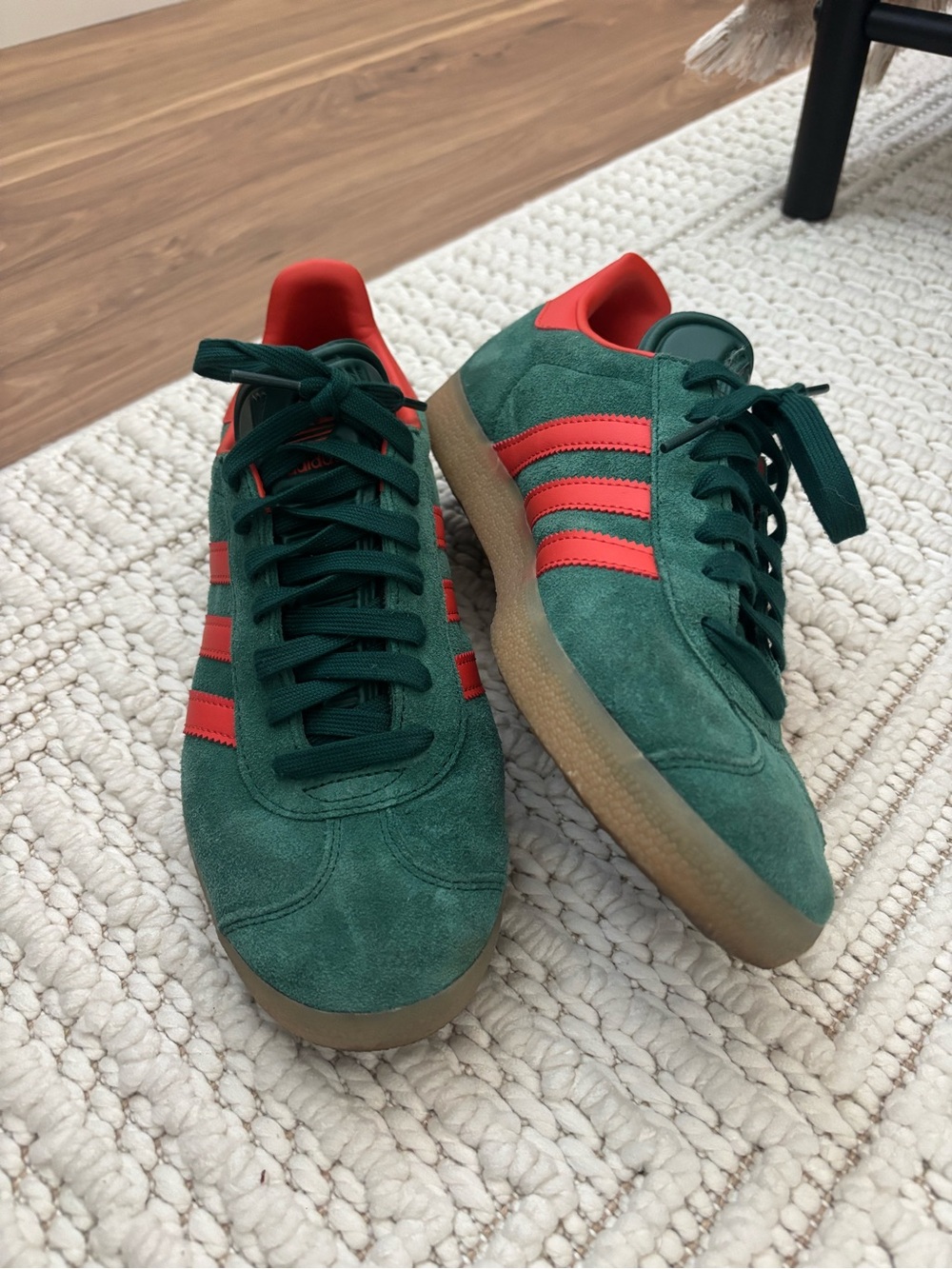 Adidas Green Suede Sneakers with Red Accents